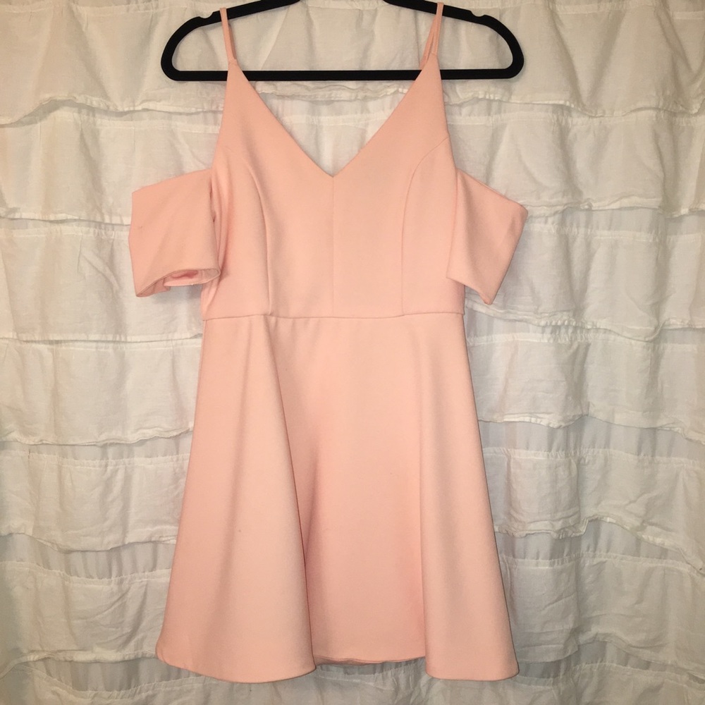 Lily Rain VICI Peach Cold Shoulder Dress